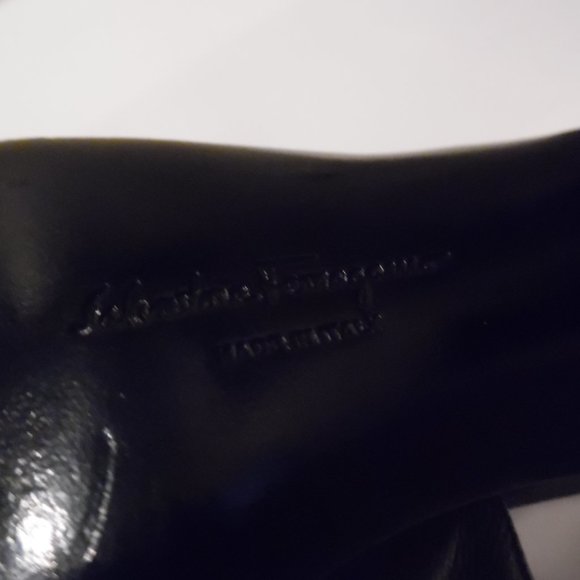 Salvatore Ferragamo Black Leather Kitten Heels Buckle Gancini Sandals Shoes - Picture 13 of 15